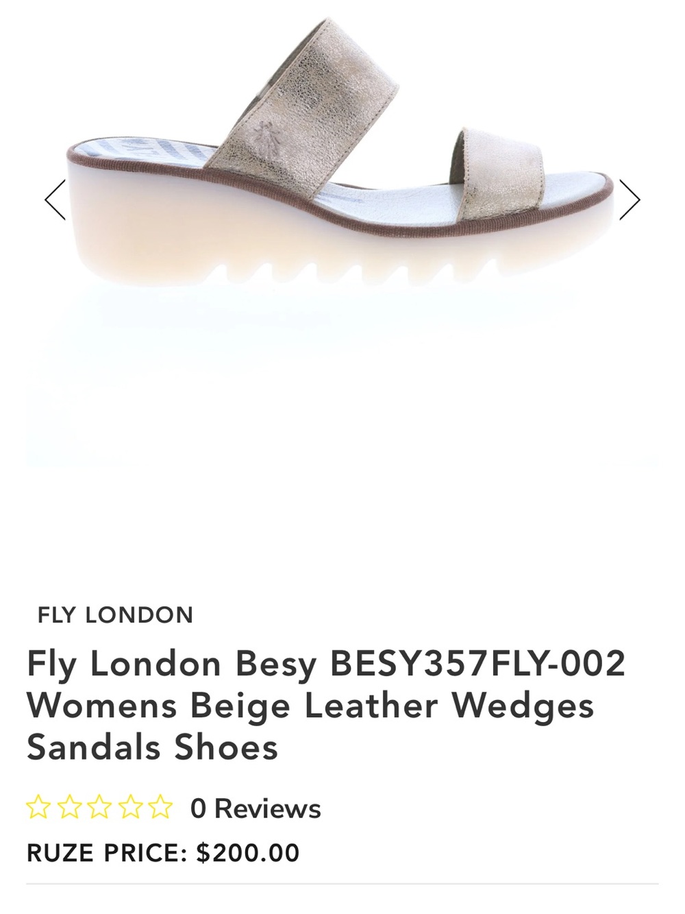 FLY London Besy Womens Beige Leather Wedges Sandals Shoes 39